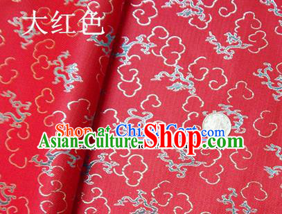 Traditional Chinese Royal Dragons Pattern Red Brocade Tang Suit Fabric Silk Fabric Asian Material