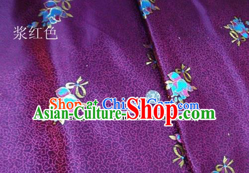 Traditional Chinese Royal Tulipa Pattern Purple Brocade Tang Suit Fabric Silk Fabric Asian Material