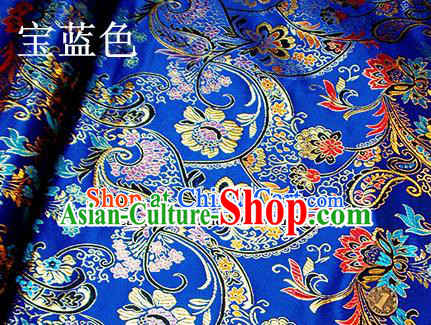 Traditional Chinese Royal Pattern Royalblue Brocade Tang Suit Fabric Silk Fabric Asian Material