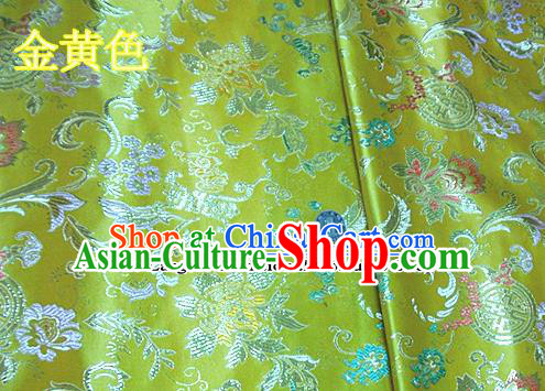 Traditional Chinese Golden Brocade Tang Suit Palace Fabric Silk Fabric Asian Material