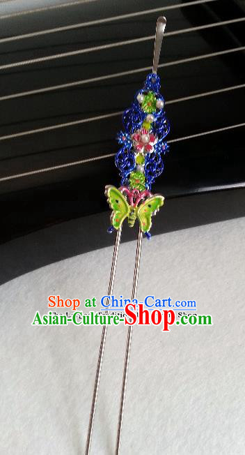 Traditional Chinese Ancient Tang Dynasty Princess Hair Accessories Cloisonne Butterfly Hairpins for Women