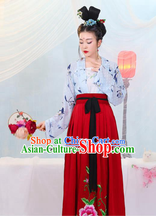 Chinese Traditional Tang Dynasty Las Meninas Costumes Ancient Drama Court Maid Hanfu Dress for Women