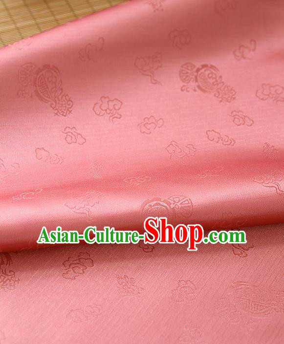 Traditional Asian Classical Pattern Watermelon Red Brocade Cloth Drapery Korean Hanbok Palace Satin Silk Fabric