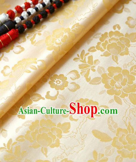 Asian Traditional Classical Pattern Golden Brocade Cloth Drapery Korean Hanbok Palace Satin Silk Fabric