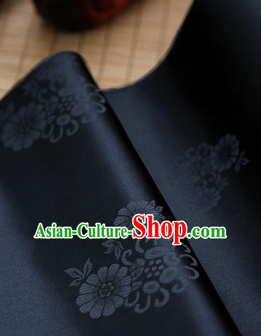 Asian Traditional Classical Pattern Black Brocade Cloth Drapery Korean Hanbok Palace Satin Silk Fabric