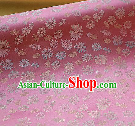 Asian Traditional Classical Pattern Pink Brocade Cloth Drapery Korean Hanbok Palace Satin Silk Fabric