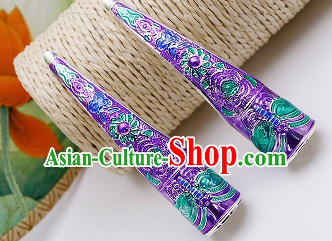 Chinese Traditional Finger Accessories Ancient Palace Lady Purple Fingernail Wrap for Women