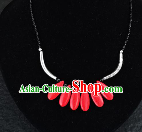 Chinese Traditional Jewelry Accessories Yunnan National Red Necklace for Women