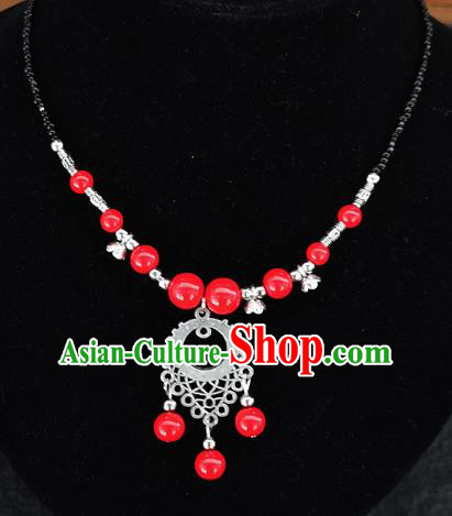 Chinese Traditional Jewelry Accessories Yunnan National Red Beads Minority Necklace for Women