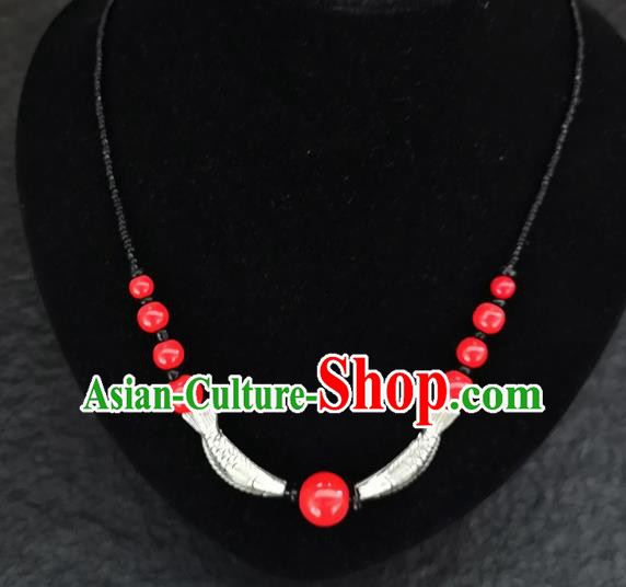 Chinese Traditional Jewelry Accessories Yunnan Minority Fish Necklace for Women