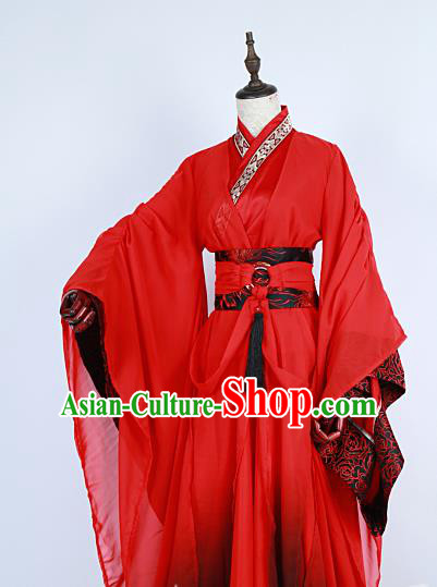 Chinese Traditional Ancient Swordsman Nobility Childe Red Costumes for Men