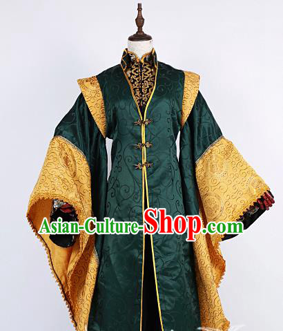 Chinese Traditional Ancient Swordsman Nobility Childe Green Costumes for Men