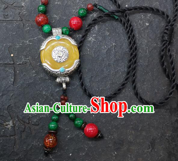 Chinese Traditional Accessories Yunnan Minority Yellow Coloured Glaze Necklace for Women