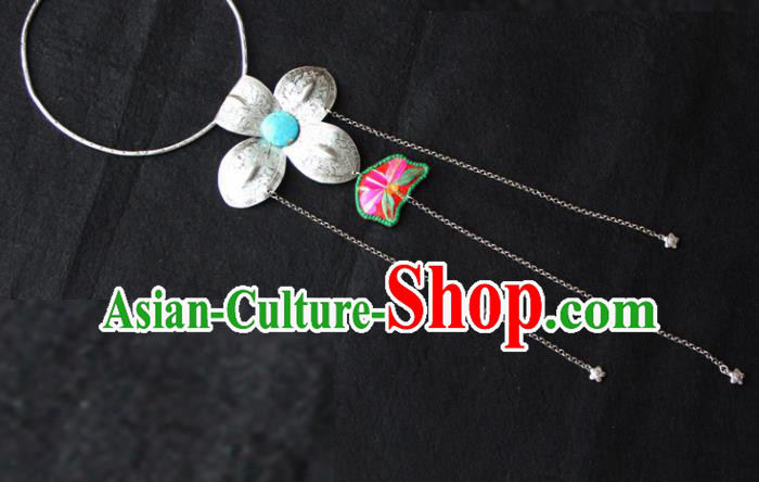 Chinese Traditional Accessories Yunnan Minority Sliver Flower Necklace for Women