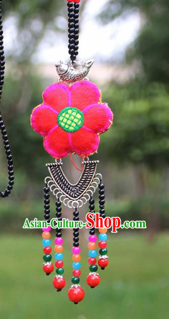 Chinese Traditional Jewelry Accessories Yunnan Minority Embroidered Sliver Necklace for Women