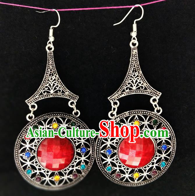 Chinese Traditional Ethnic Earrings Yunnan National Red Ear Accessories for Women