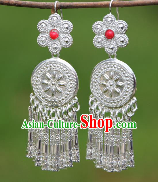 Chinese Traditional Ethnic Tassel Earrings Yunnan National Minority Ear Accessories for Women