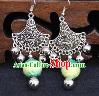 Chinese Traditional Ethnic Green Venonat Earrings National Ear Accessories for Women