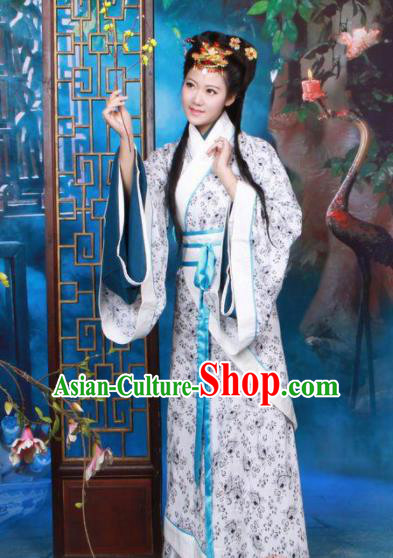 Chinese Traditional Han Dynasty Princess Curving Front Robe Ancient Peri Historical Costumes for Women