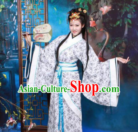 Chinese Traditional Han Dynasty Princess Curving Front Robe Ancient Peri Historical Costumes for Women