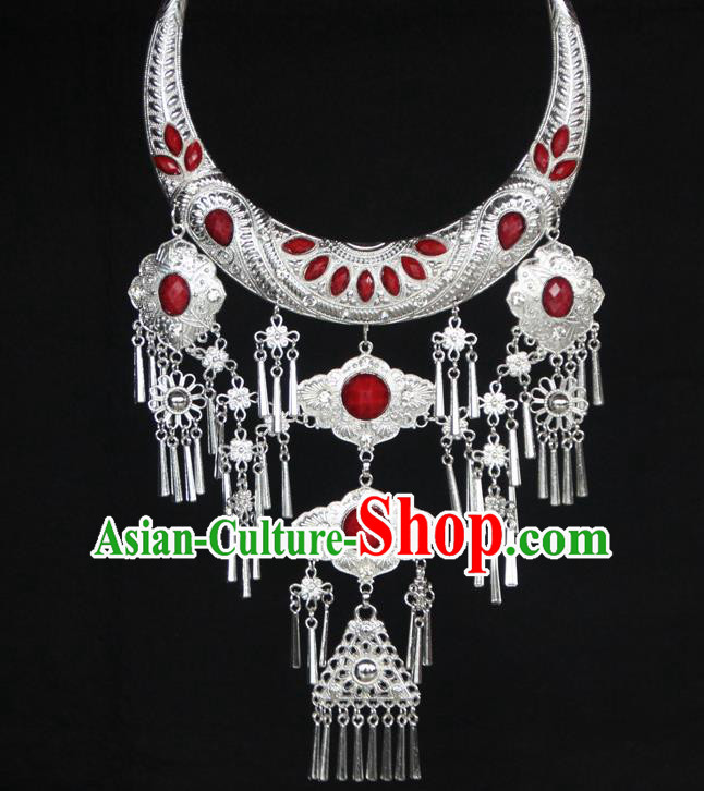 Chinese Traditional National Jewelry Accessories Ethnic Red Necklace for Women