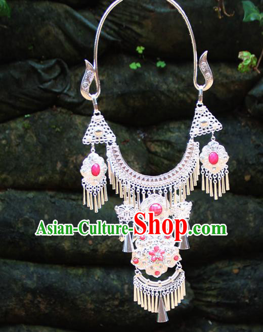 Chinese Ethnic Tassel Pink Necklace Traditional National Jewelry Accessories for Women