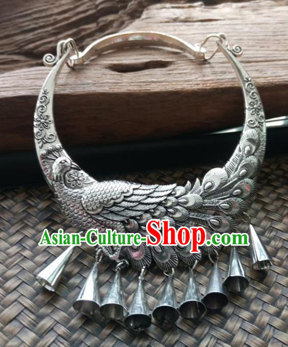 Chinese Ethnic Carving Peacock Necklace Traditional National Jewelry Accessories for Women