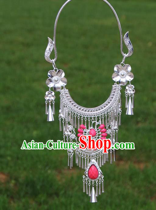 Chinese Ethnic Pink Peacock Necklace Traditional National Jewelry Accessories for Women