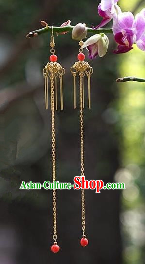 Asian Chinese Traditional Handmade Jewelry Accessories Bride Long Tassel Earrings for Women