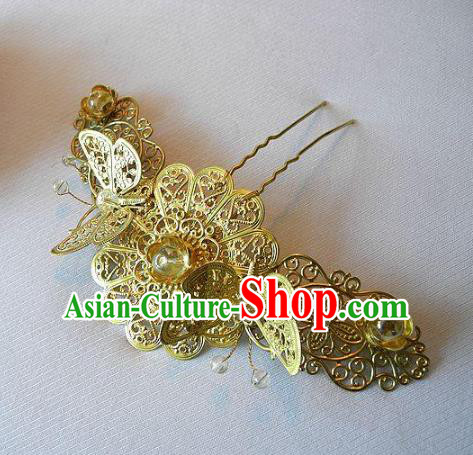 Chinese Handmade Classical Hairpins Hair Accessories Butterfly Hair Stick Ancient Bride Headwear for Women