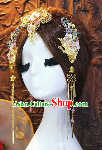 Chinese Handmade Classical Hairpins Tassel Hair Accessories Ancient Bride Headwear for Women