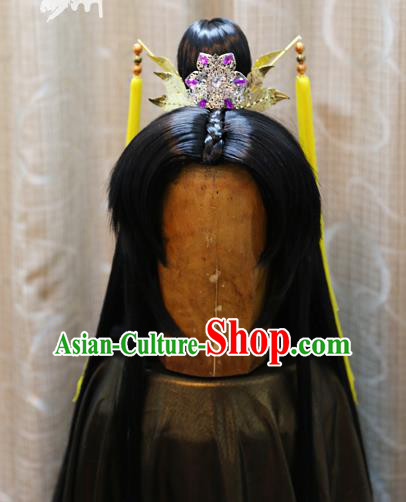 China Ancient Tang Dynasty Cosplay Swordsman Wig Sheath