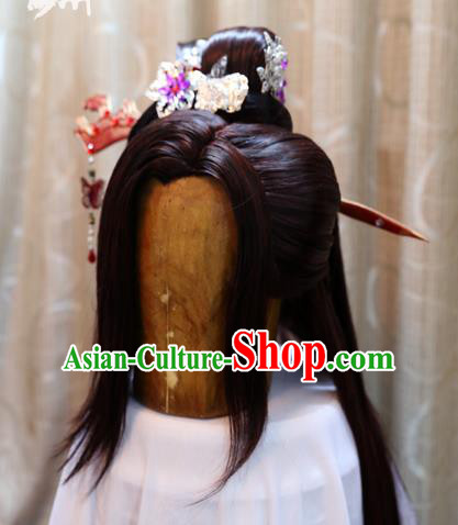 China Ancient Tang Dynasty Cosplay Swordswoman Wig Sheath and Hair Accessories Hairpins