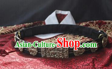 Ancient China Ming Dynasty Imperial Bodyguard Swordsman Leather Belts Waistband for Men