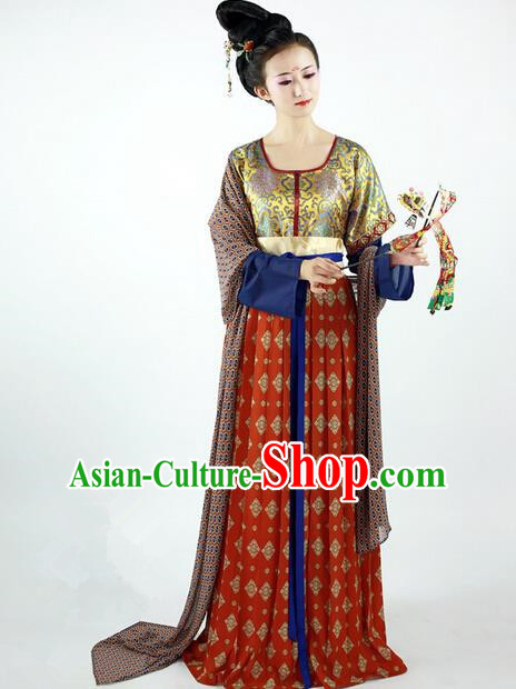 Ancient Chinese Tang Dynasty Imperial Princess Embroidered Costume for Women