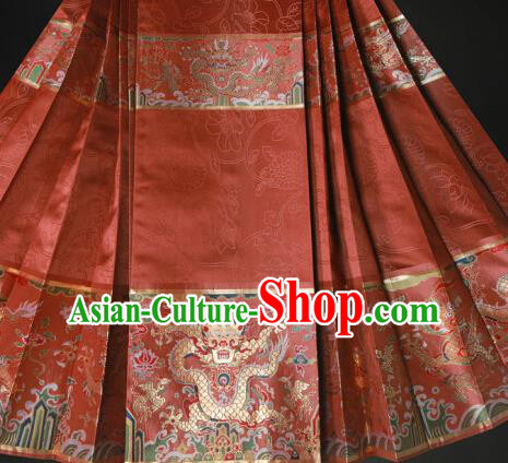 Ancient Chinese Ming Dynasty Palace Empress Costume Embroidered Horse-face Skirt for Women