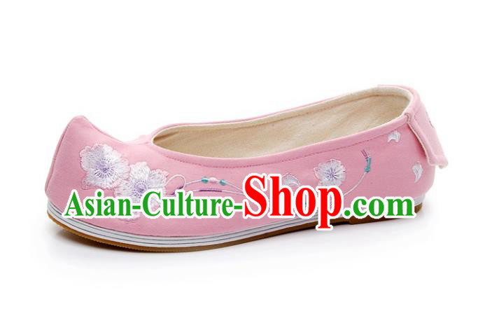 Asian Chinese Wedding Shoes Pink Princess Shoes, Traditional China Handmade Hanfu Shoes Embroidered Shoes