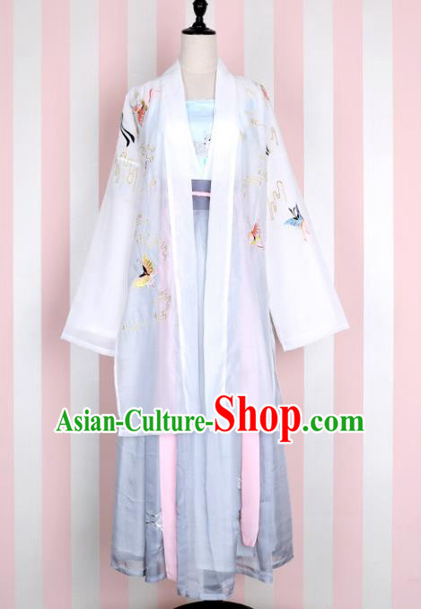 Ancient Chinese Song Dynasty Palace Lady Embroidered Butterfly Costume, China Ancient Princess Clothing for Women