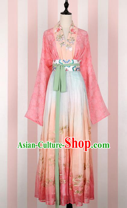 Ancient Chinese Song Dynasty Princess Embroidered Costume, China Ancient Palace Lady Clothing for Women