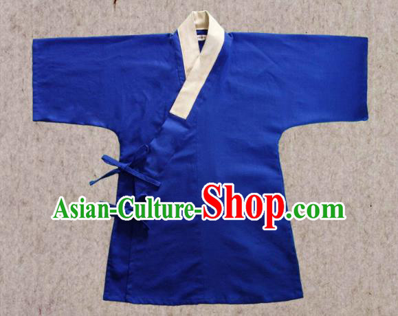 Ancient China Ming Dynasty Swordsman Costumes Hanfu Blue Shirts for Men