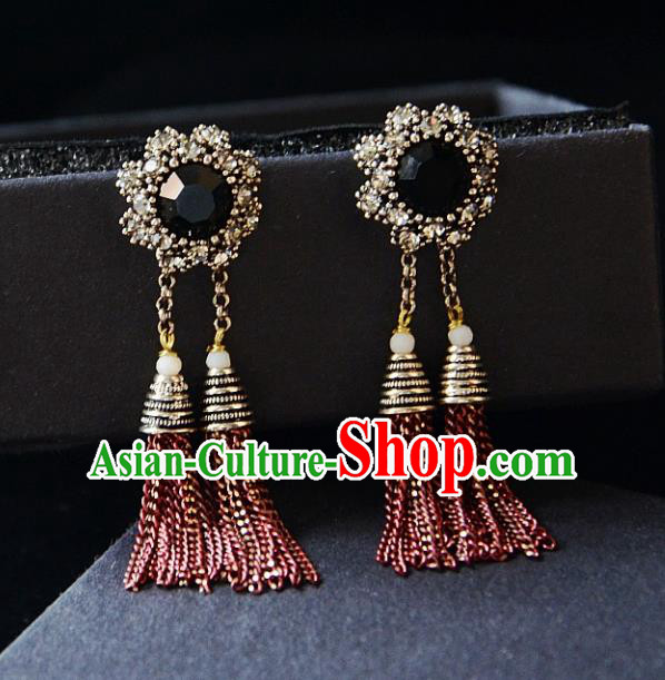 European Western Bride Vintage Jewelry Accessories Eardrop Renaissance Tassel Earrings for Women