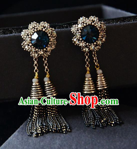 European Western Bride Vintage Jewelry Accessories Crystal Eardrop Renaissance Tassel Earrings for Women