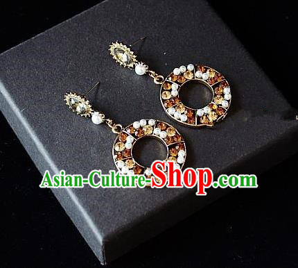 European Western Bride Vintage Jewelry Accessories Eardrop Renaissance Crystal Earrings for Women