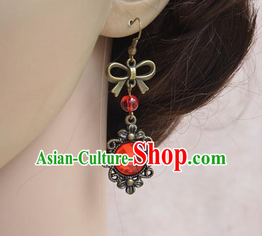 European Western Bride Vintage Accessories Eardrop Renaissance Red Gothic Earrings for Women