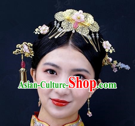 Chinese Handmade Classical Hairpins Ancient Hanfu Xiuhe Suit Headdress Hair Accessories for Women