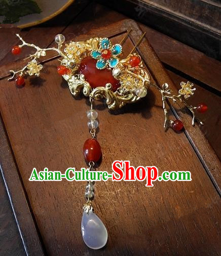 Chinese Handmade Classical Tassel Hairpins Ancient Hanfu Headdress Hair Accessories Hair Stick for Women