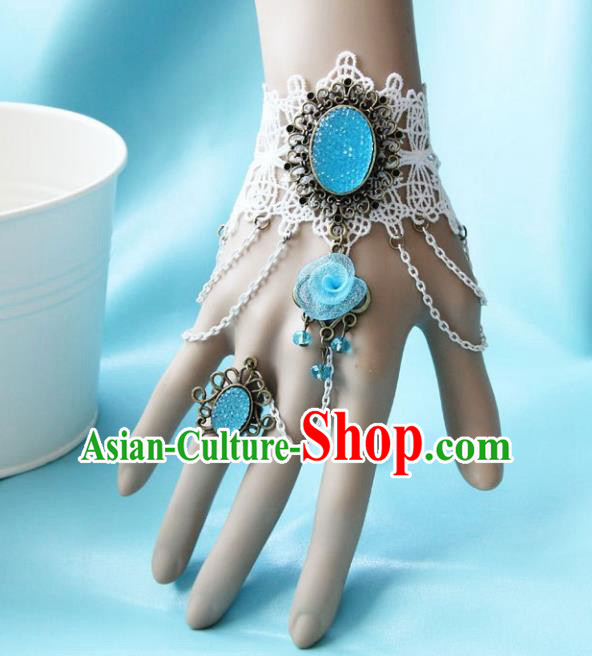 European Western Bride Vintage Jewelry Accessories Renaissance Bohemia Bracelet with Ring for Women