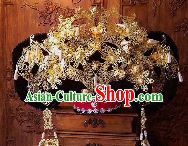 Chinese Handmade Classical Qing Dynasty Phoenix Coronet Ancient Hanfu Headdress Hair Accessories for Women