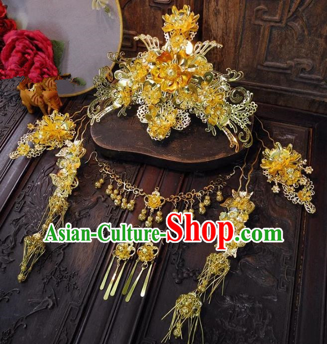 Chinese Handmade Classical Hairpins Ancient Hanfu Wedding Phoenix Coronet Hair Accessories for Women