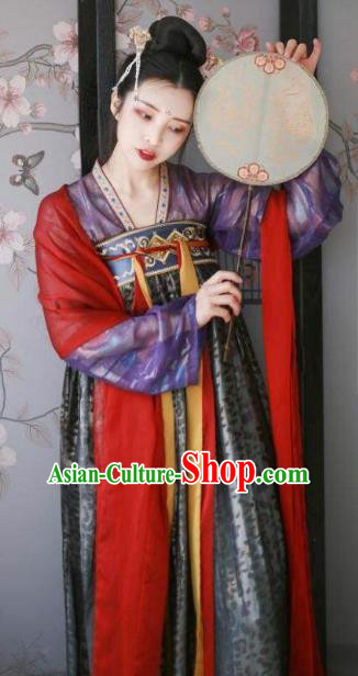 Traditional China Ancient Tang Dynasty Palace Princess Embroidered Costumes for Women